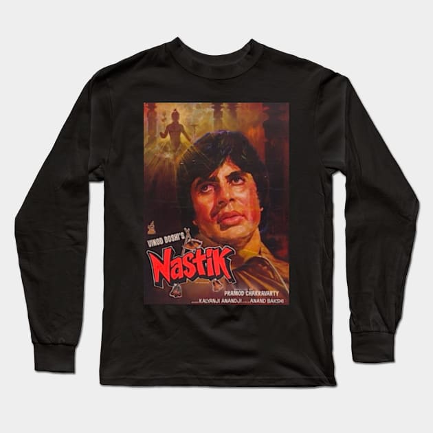 Nastik Amitabh Bachchan Long Sleeve T-Shirt by SAN ART STUDIO 